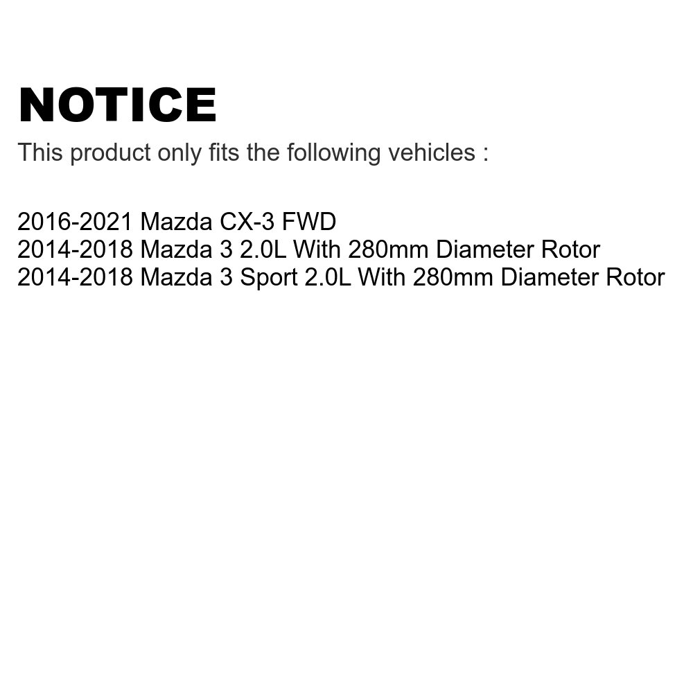 Drilled Slotted Rotors Front CX-3 Mazda Disc Sport Pair KD-100095 For 3 Brake Coated