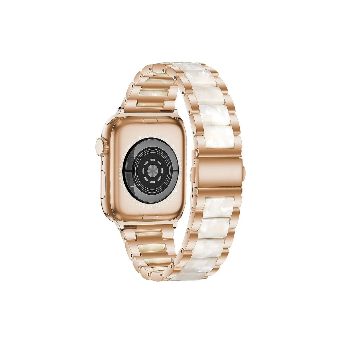Worryfree & Resin Gadgets Rose Apple for (WX149-RGWT41) 38/40/41mm Watch Gold/White Metal Wristband