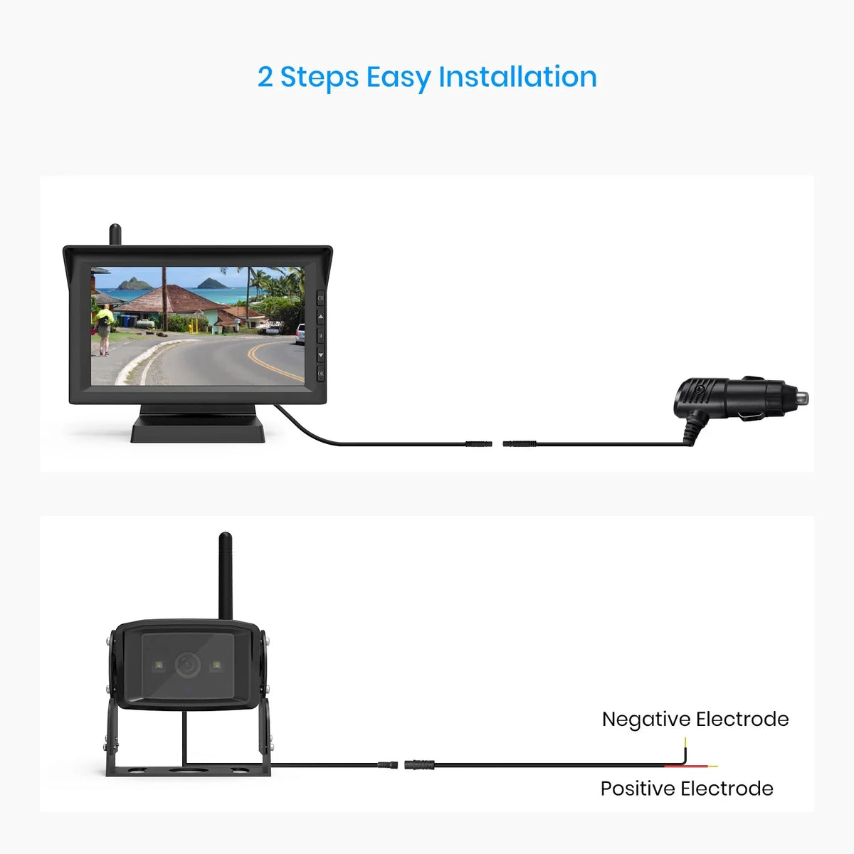 Wireless Waterproof Camera High-Speed HD Rear Lines Backup 7" Kit, Observation IR Reversing RV/ Camper/Semi-Trailer/Tractor with Cameras Monitor Trailers/ for Vision Night View Parking with