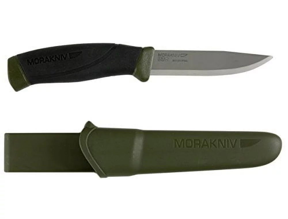 Knife Companion with Morakniv Military Carbon Green 4.1-Inch, Outdoor Blade, Fixed Steel Blade
