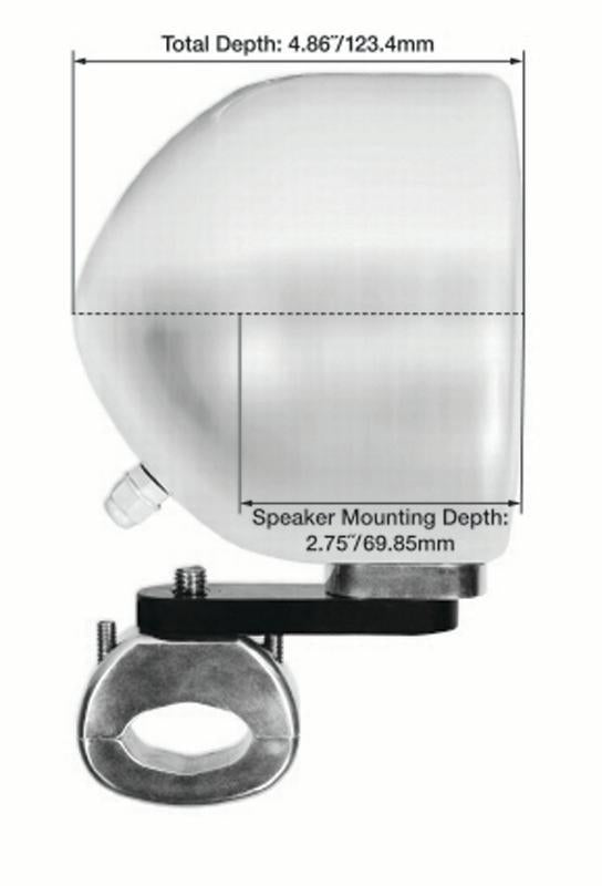 (2) Aluminum Speaker 4" Pods Swivel MAC40B Motorcycle Handlebar Rockville Chrome