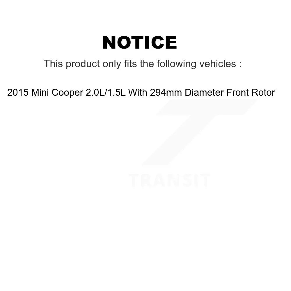 KDS-100738 With Rotor Coated Rotors Front 2015 2.0L Kit Pads And Cooper Mini Slotted Brake Rear - Disc Diameter 1.5L Auto 294mm Drilled Transit For Semi-Metallic