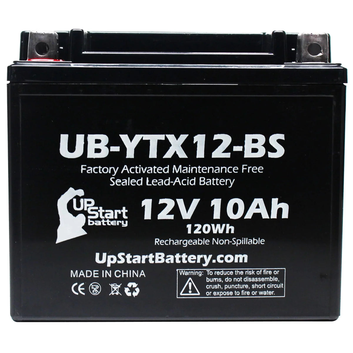 '- 12V, Activated, 1000 CC UB-YTX12-BS GSX-R1000 Factory UpStart 2003 Motorcycle 2-Pack Replacement Maintenance Free, 10Ah, Battery Battery Suzuki