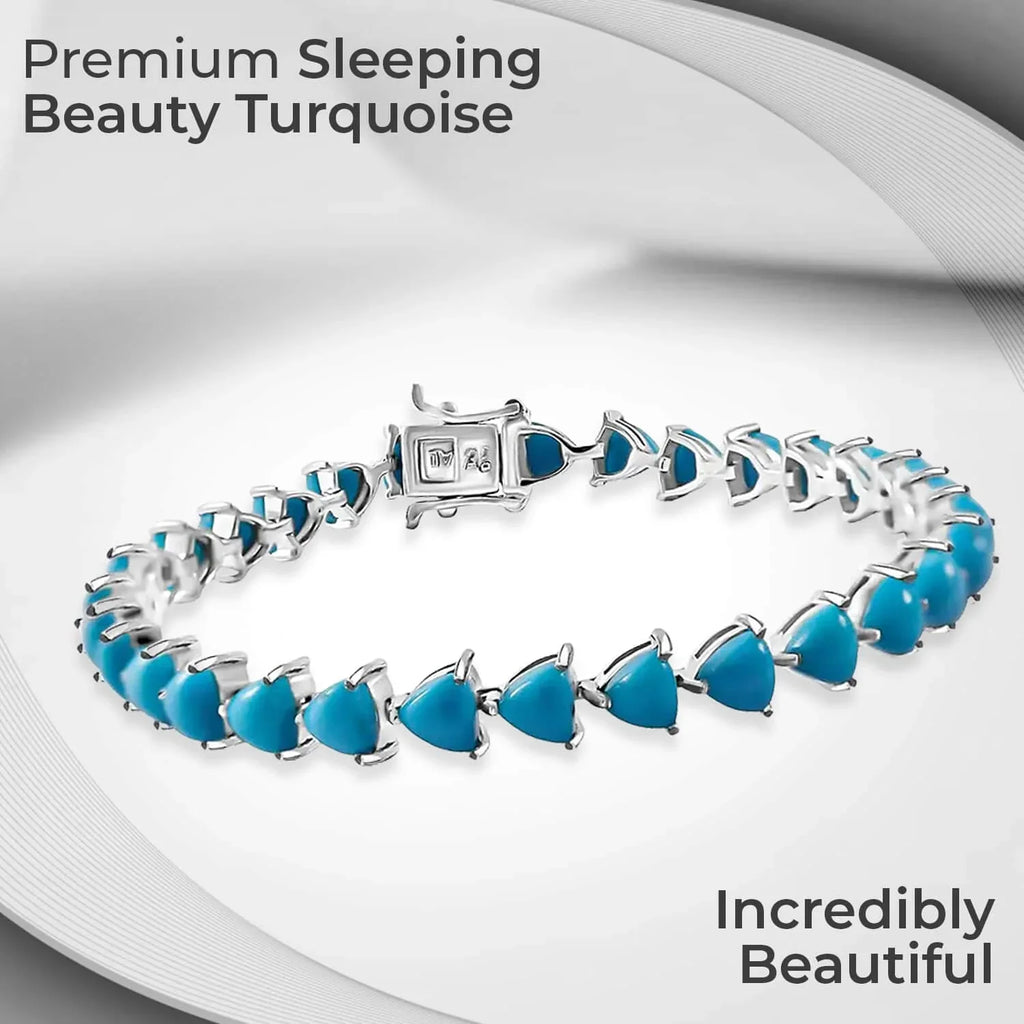 Women Silver Turquoise 10.99 Trillion Day for for Mom Beauty Bracelet 7.25" Sterling Size Birthday LC Platinum Plated 925 Ct Gifts Tennis Sleeping Shop Jewelry Mothers