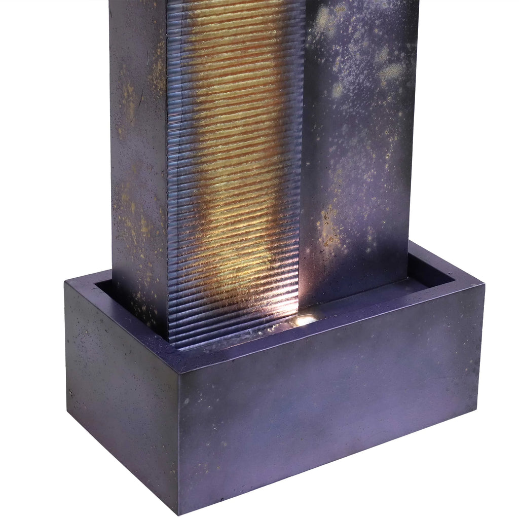 Fountain LED Lights Outdoor with Tower - 32" Metal Sunnydaze Cascading