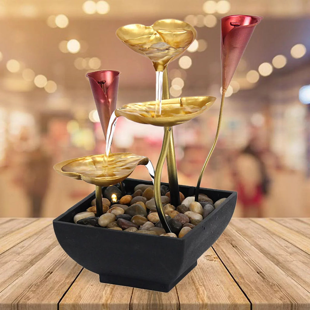 for Waterfall Water Light Fountain LED Fountain Water Home Warm Garden Farmhouse Tabletop Indoor Lighted Circular Decoration with