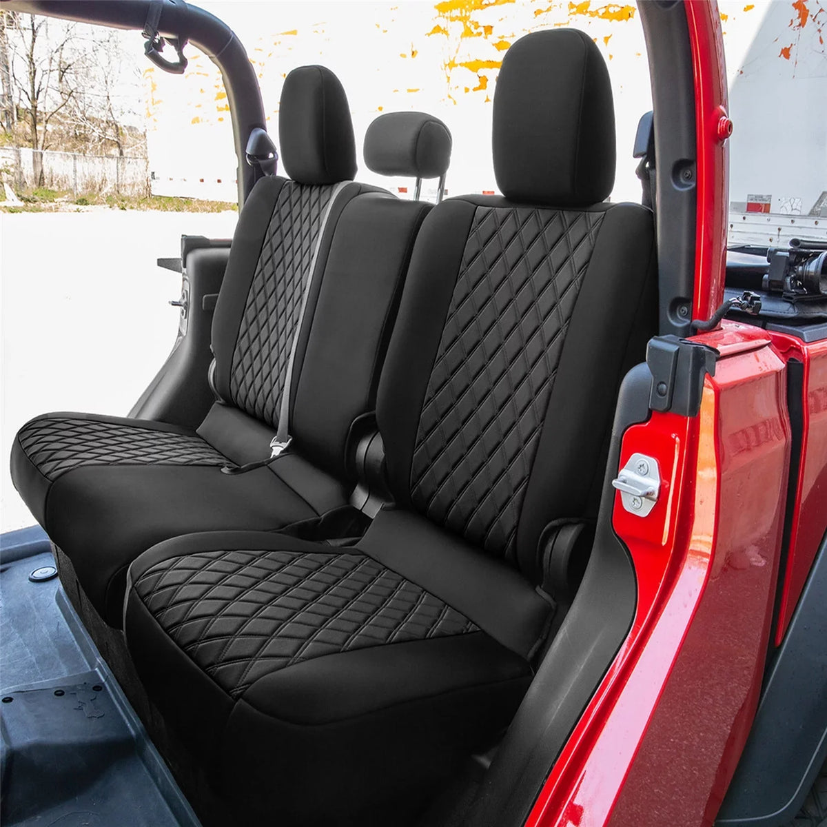 Rear Fit Jeep Gladiator, Seat for Set FH Custom with Car Group Black 2020-2024 Neoprene Air Freshener Covers