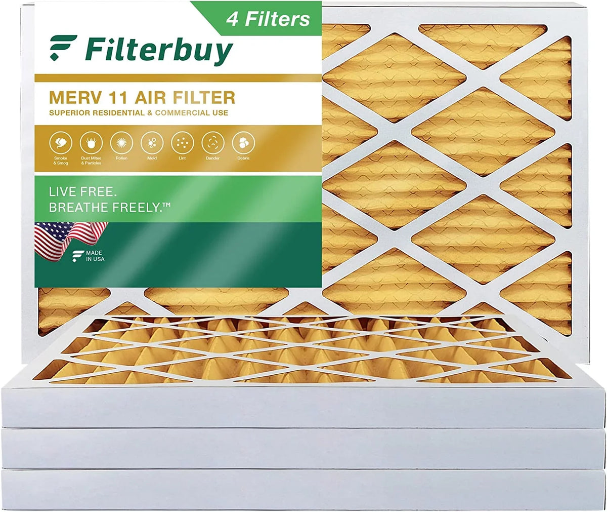 Filters (4-Pack) MERV 11 20x32x2 Pleated AC HVAC Furnace Filterbuy Air