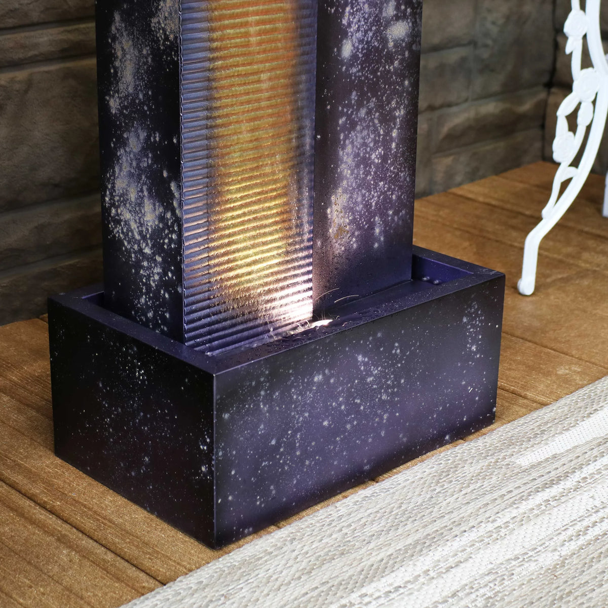 Fountain LED Lights Outdoor with Tower - 32" Metal Sunnydaze Cascading