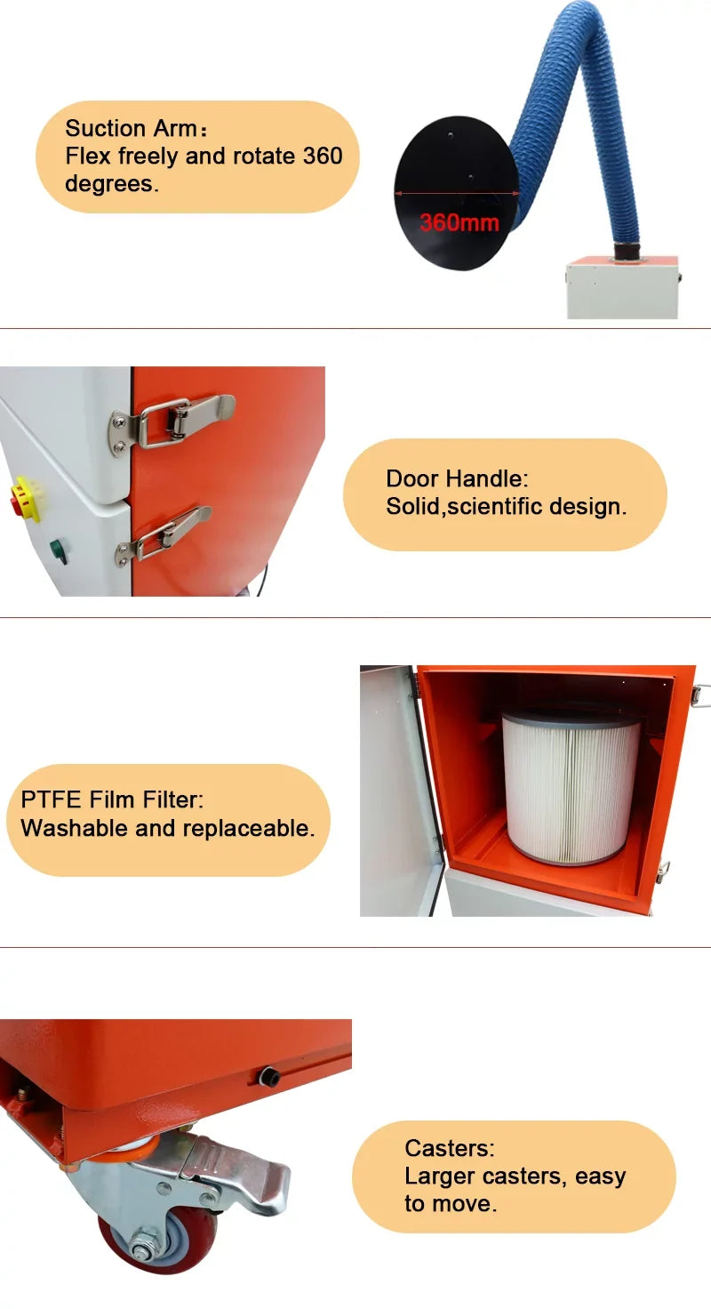 Single Smoke EQCOTWEA Purifier Extractor Arm Fume 220V Welding Welding Mobile
