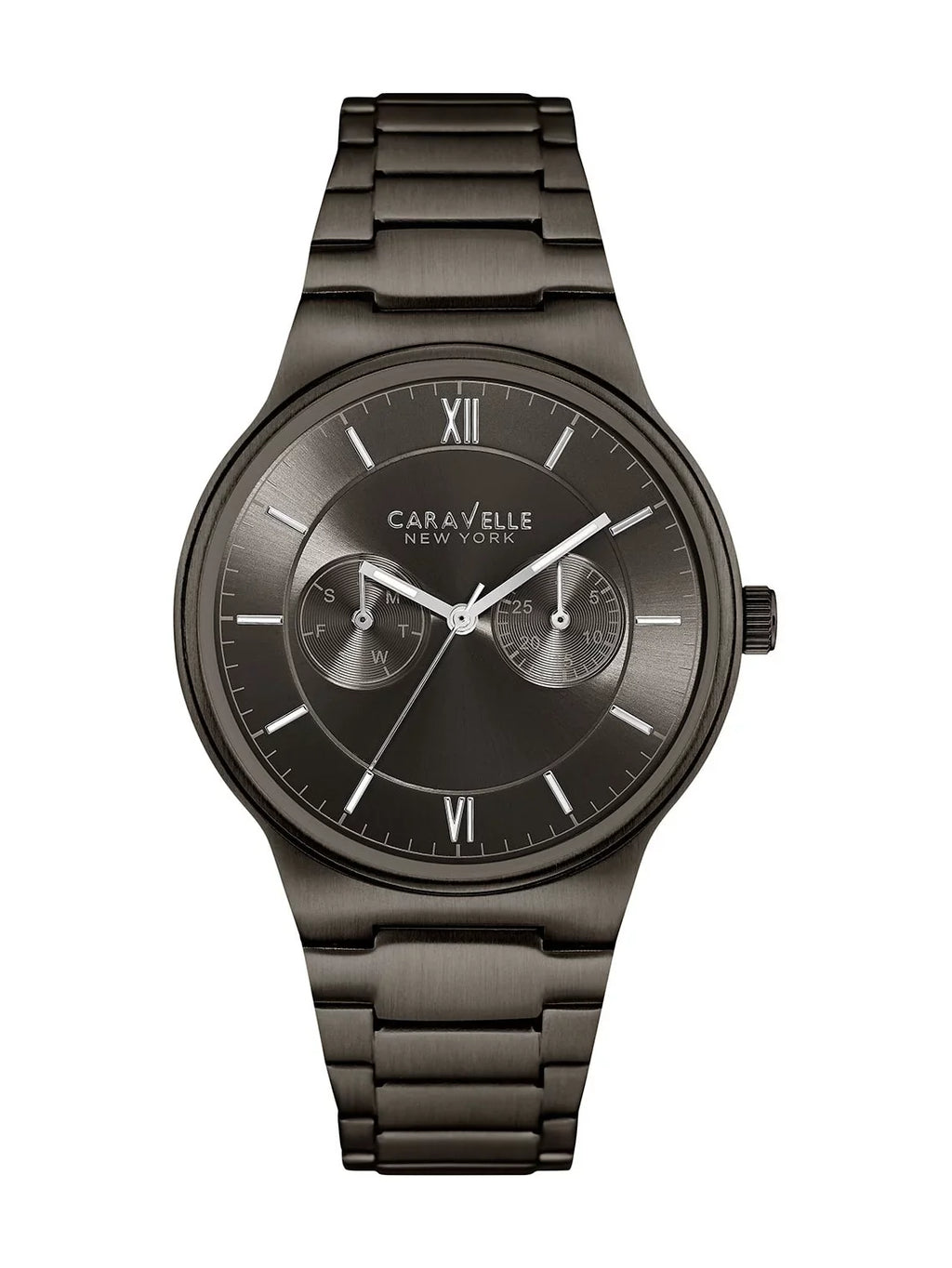 Gunmetal Dress 45A136 Grey Stainless Dial Bracelet Steel IP Men's Caravelle Watch