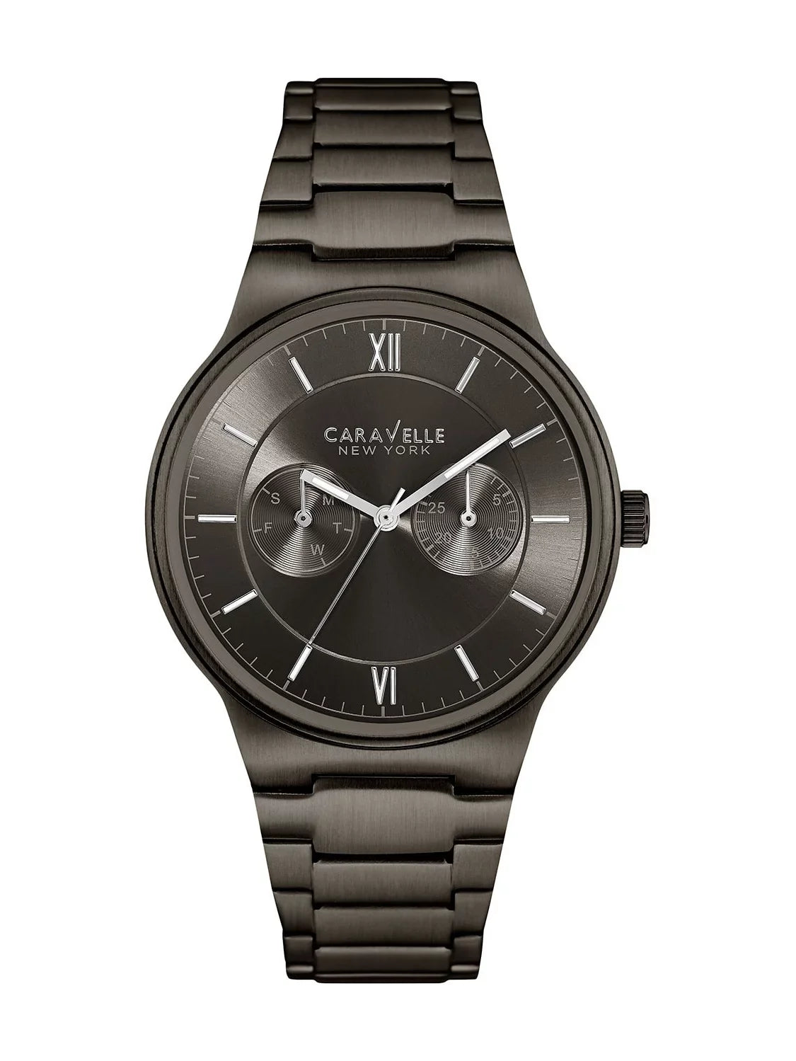 Gunmetal Dress 45A136 Grey Stainless Dial Bracelet Steel IP Men's Caravelle Watch