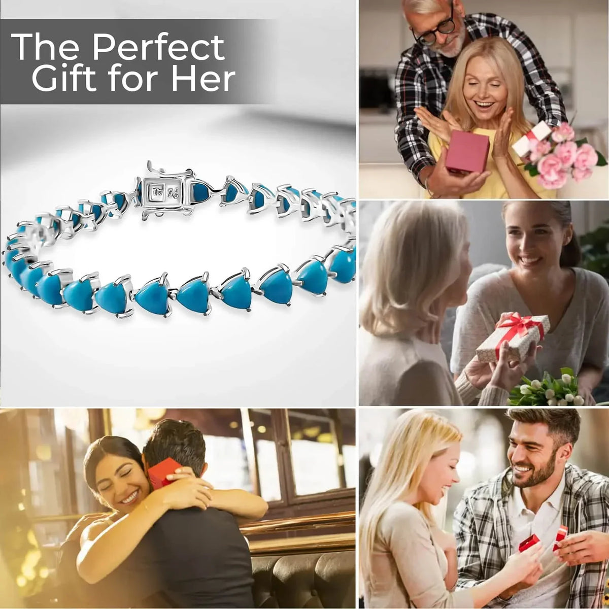 Women Silver Turquoise 10.99 Trillion Day for for Mom Beauty Bracelet 7.25" Sterling Size Birthday LC Platinum Plated 925 Ct Gifts Tennis Sleeping Shop Jewelry Mothers