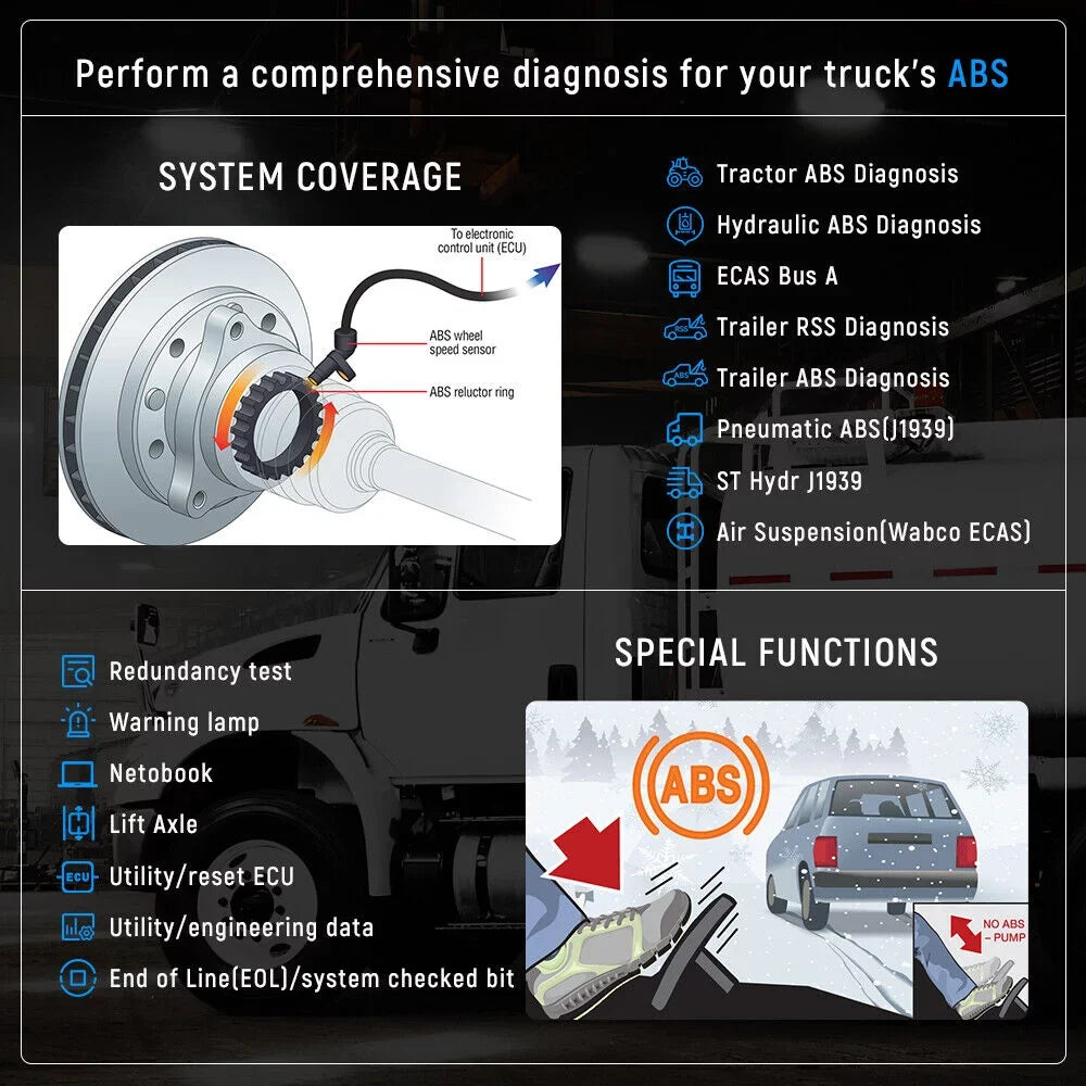 ABS Scanner Scanner Scan fit All OBD2 Tool Mack FCAR Transmission System Duty for Diesel Freightliner Heavy System All Reader Code F507 Volvo Heavy Truck