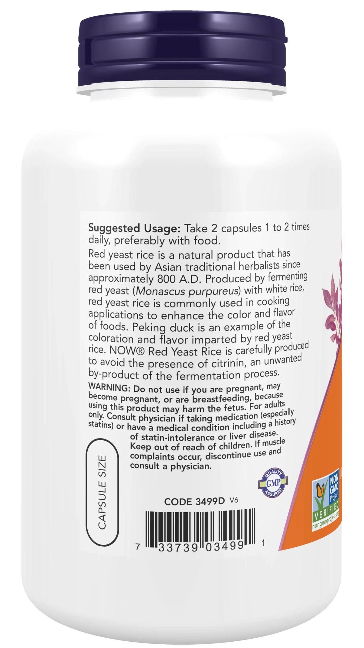 mg, 600 240 Supplements, with Organic Rice, Yeast Veg Capsules Rice Yeast Made Red NOW Red