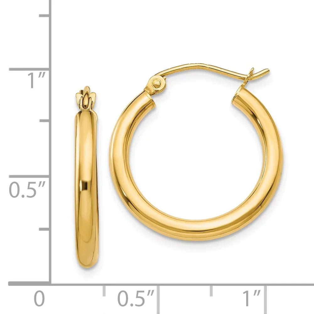 and Real 2.5mm Men Gold Polished Earrings; and for Adults 14kt Hoop Yellow Women for Teens; Tube