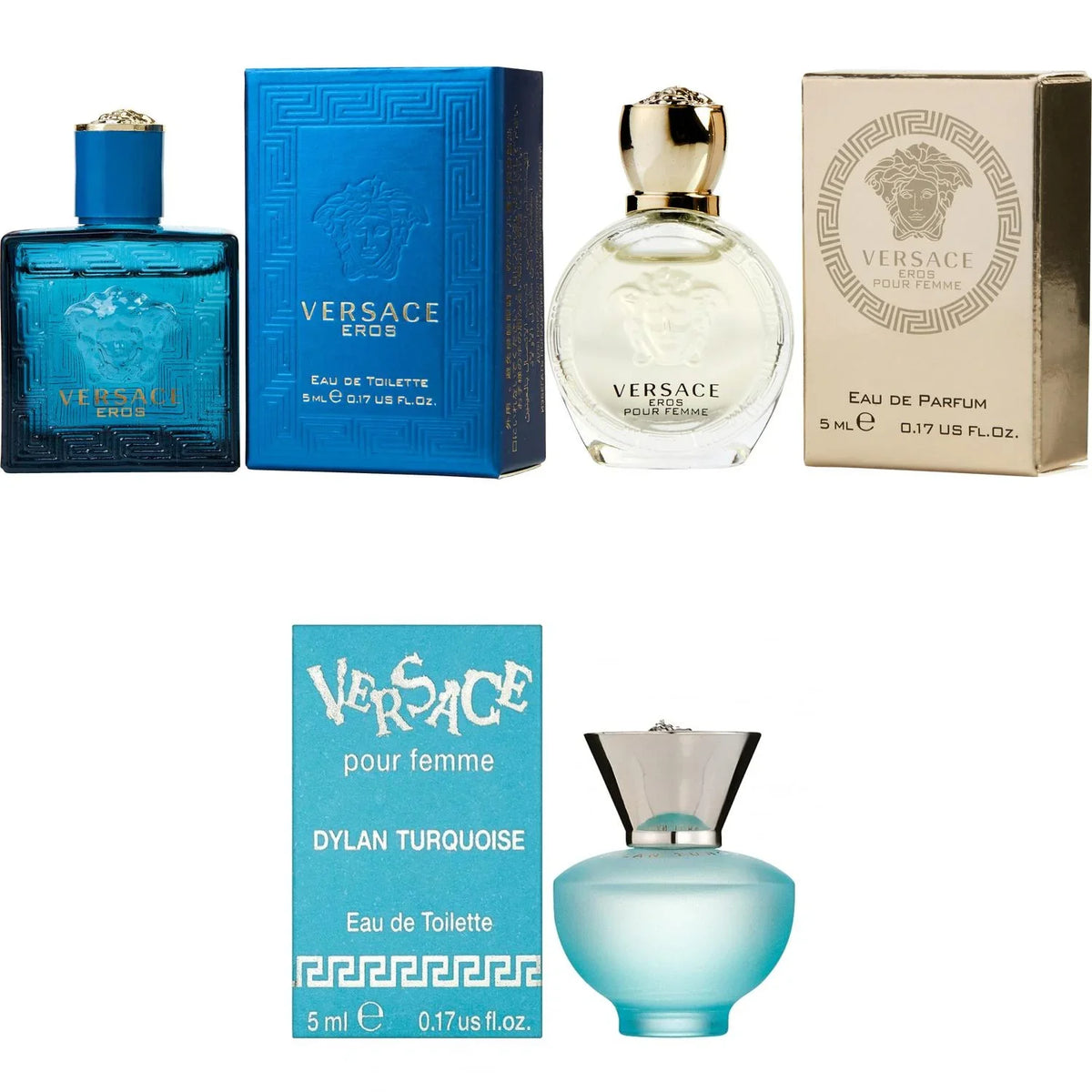 Kit Eros Men Dylan - Versace Eros 3PK 5ml Turquoise Femme EDT, Women EDP,