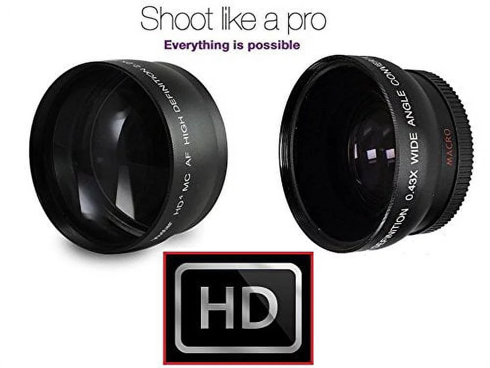 Panasonic Kit & Size Wide Set DMC-G7H Angle Lens Compatible) Lumix Hi-Def 2-Pc For (58mm Lens Telephoto