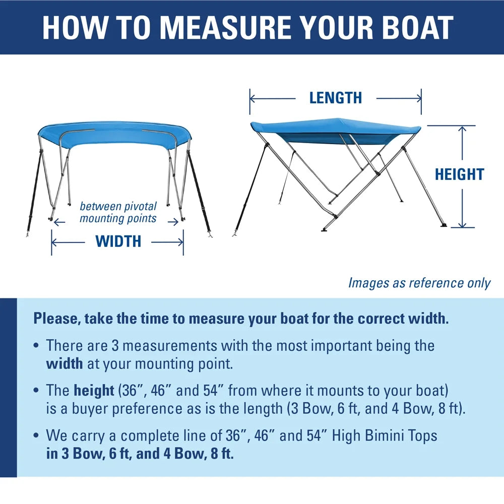 BLACK Top 46" 78" 6' L Bow Boat Bimini ft. W x Cover 73" High 3 Dye Solution -