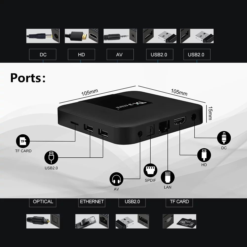 Media Player top TV AV1 Dual BT4.2 S905W2 Android 2.4G/5.8G Plus 32GB Smart Box RAM Tanix 4K Set ROM Amlogic Quad WiFi Box Core Home Mini 11.0 4GB TX3 6K