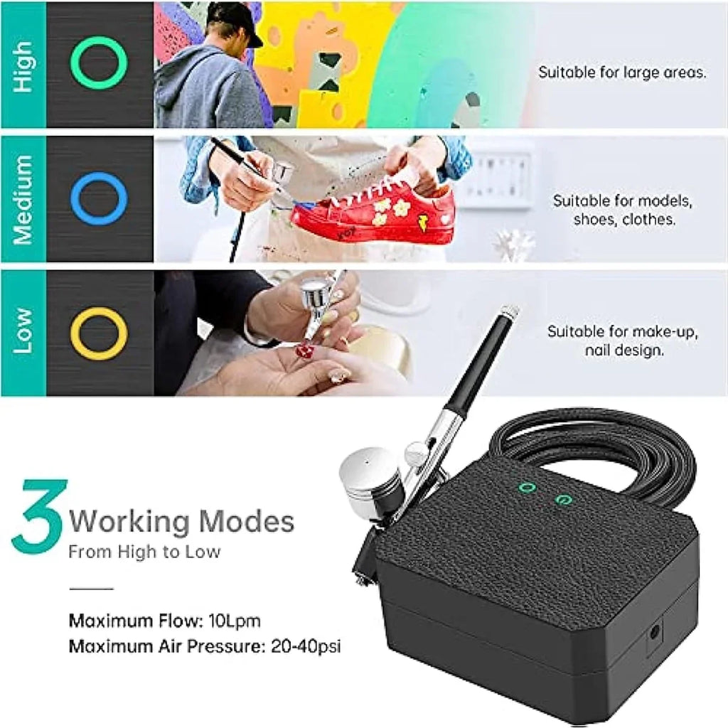 with Cake Airbrush Craft Multi-Purpose Set for Compressor Tattoo Upgraded Decor Gocheer 40PSI Dual-Action Airbrush Kit, Art Makeup