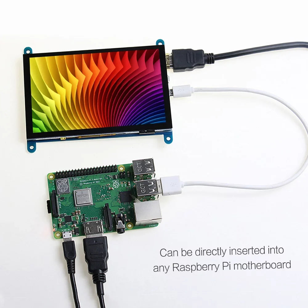 Interface Compatible Educational with Touchscreen USB Pi 800*480 Small Tool Inch with Capacitive Htovila Raspberry Portable Resolution 5 Display
