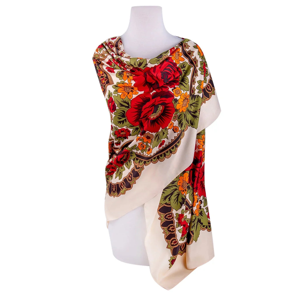 GOODS * Evening 51x51'' 130 and Shawl Fashion STP for (130 Beige Travel Precious Shawl Tops Silk Shawl cm) for Wedding Women Wrap Scarf