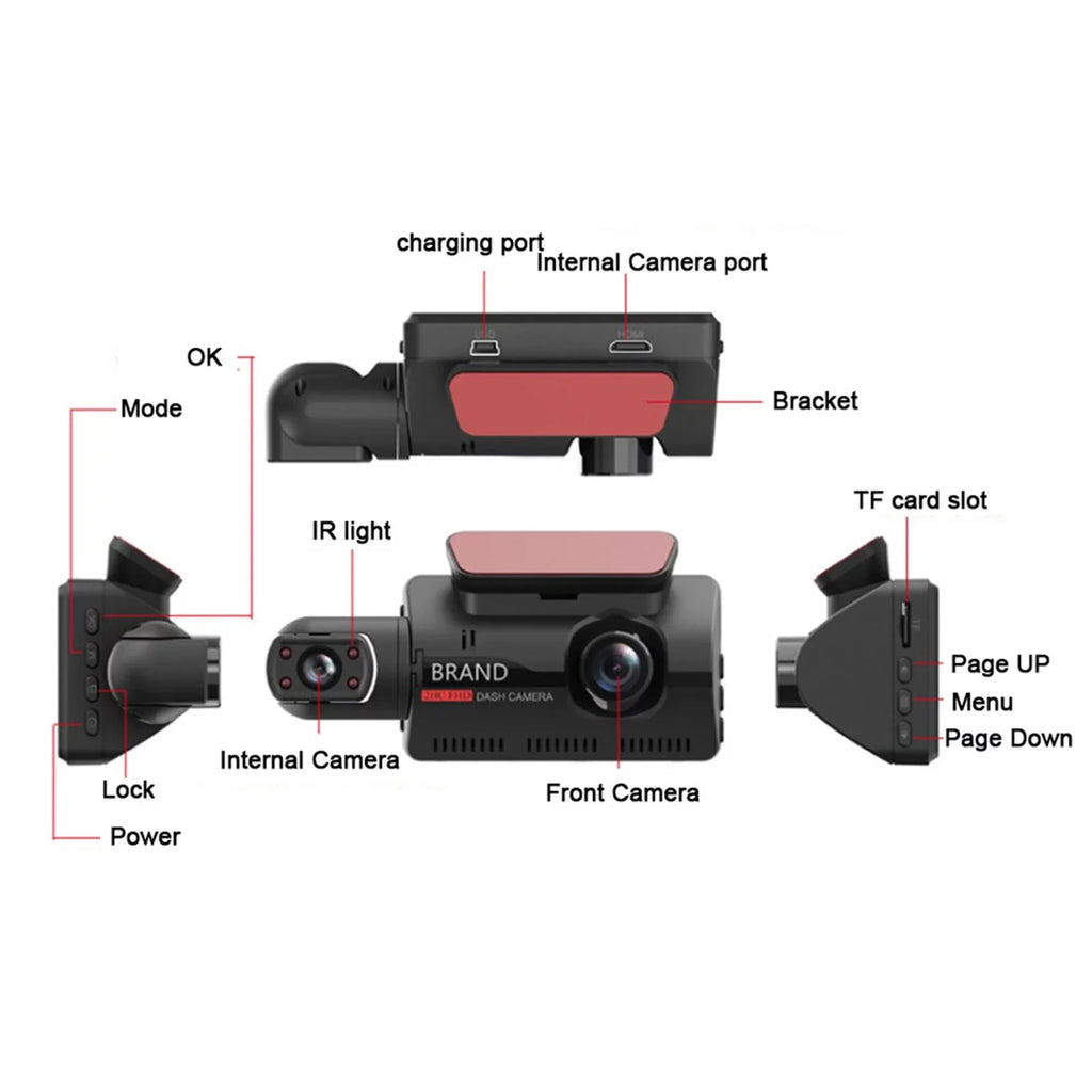 Lens, Inside and G-Sensor Front Dual Vision Angel Driving Card, W/32GB HD Car Car Cam Parking DVR Dash Recorder Dash Loop TF Camera for Cam Recording Car, 1080P Night Wide Dual