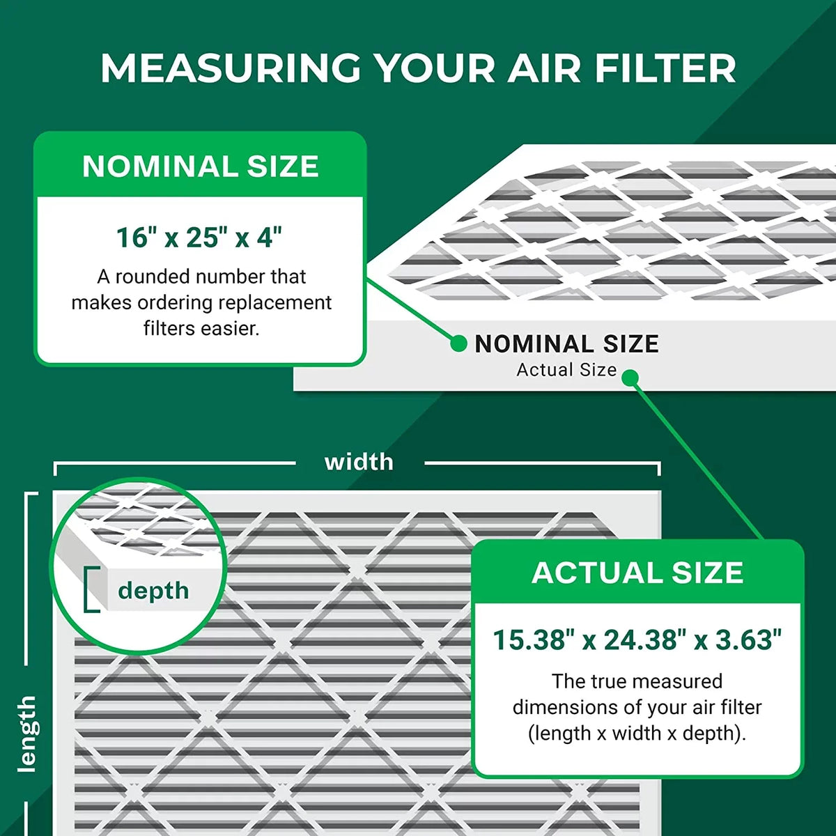 AC Pleated Furnace 8 Filters MERV HVAC 16x25x4 (6-Pack) Filterbuy Air