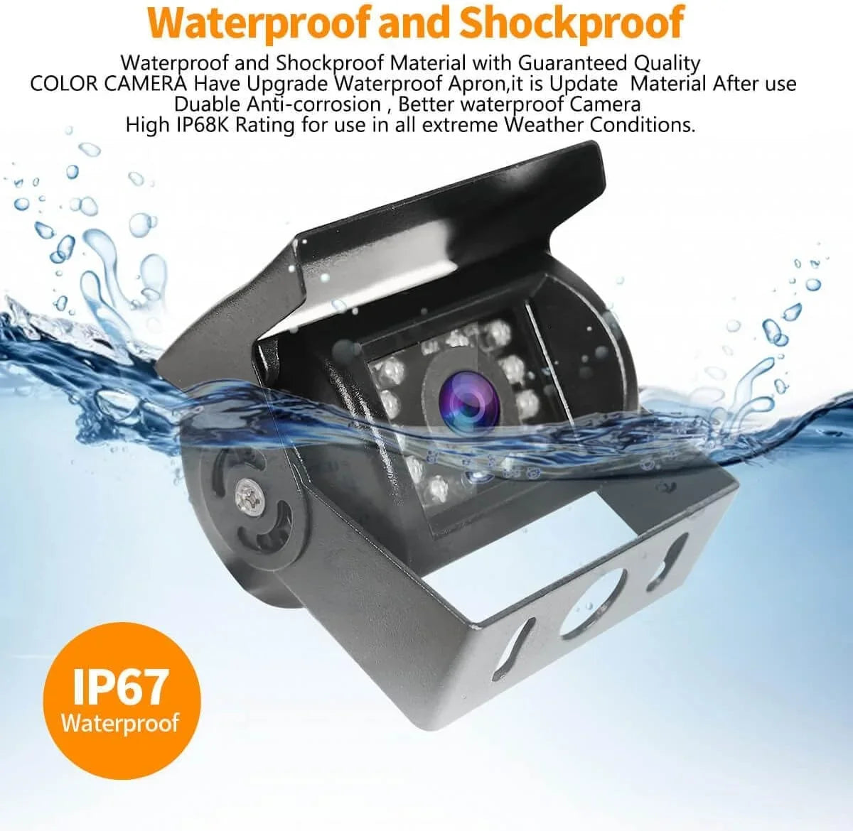 Night for IR 18 Waterproof View Camera Car Rear Backup Reverse Parking IP68 Backup Bus Vision, Truck Camera with