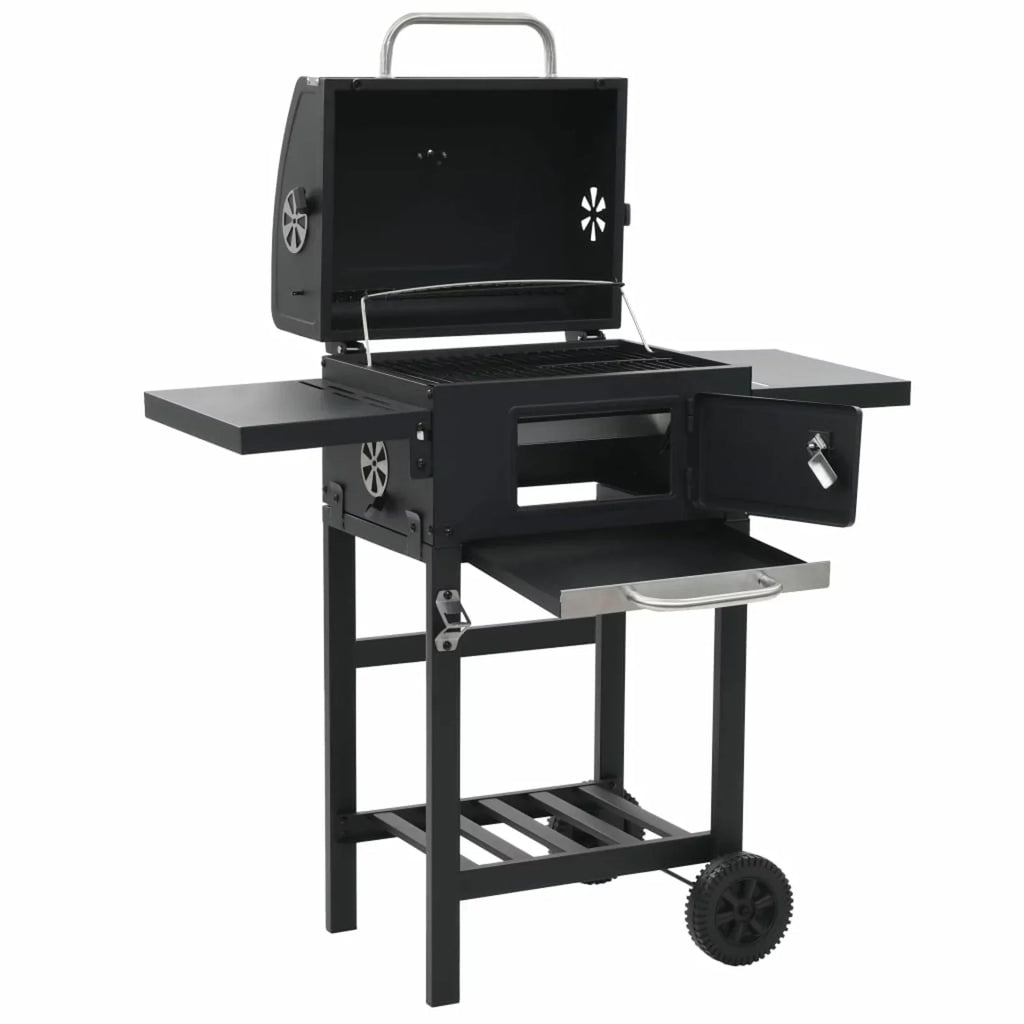 Charcoal-Fueled with Black Grill BBQ Bottom Shelf