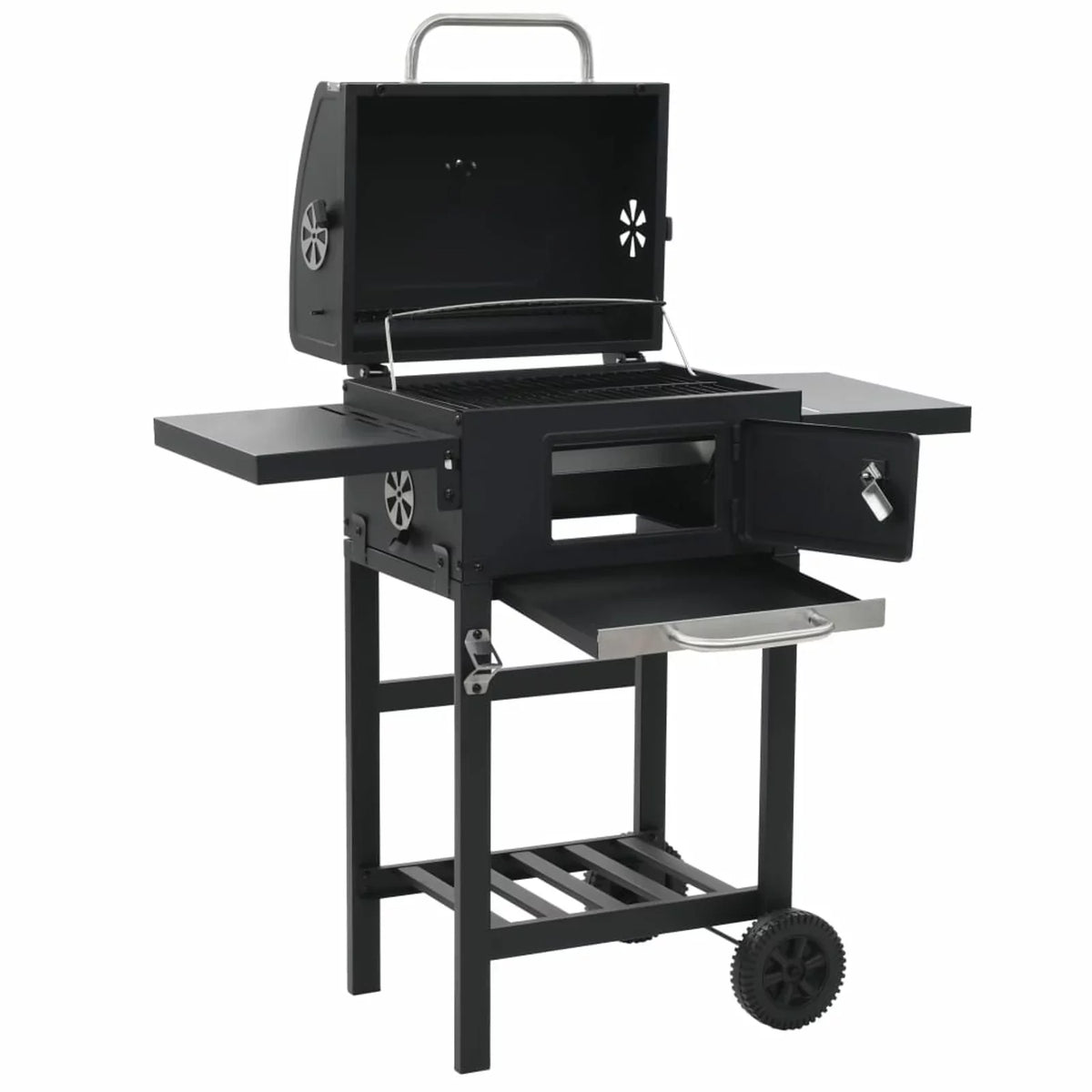 Charcoal-Fueled with Black Grill BBQ Bottom Shelf