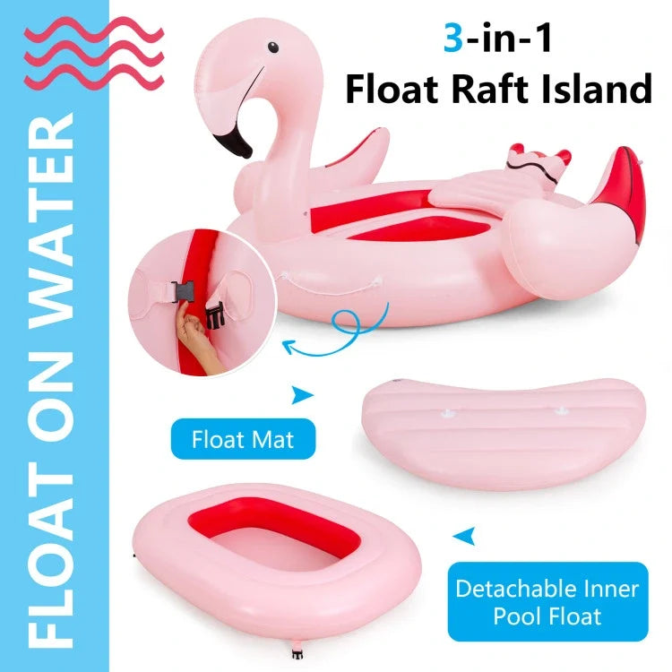 People 6 Island with Flamingo River Holders for Pool Cup 6 and Inflatable Floating