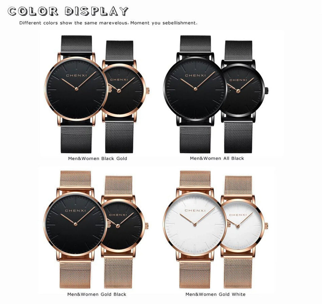 Watch Lover Quartz Rose Ladies Waterproof Watch Brand CHENXI Elegant Men Fashion Ultra Dress gold Watches Luxury Top Woman thin