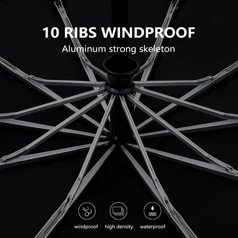 Clear Business Men Sun Handle UV Wood Umbrella Windproof Golf Umbrellas Anti 10 Umbrella Parasol UPF50+ Ribs
