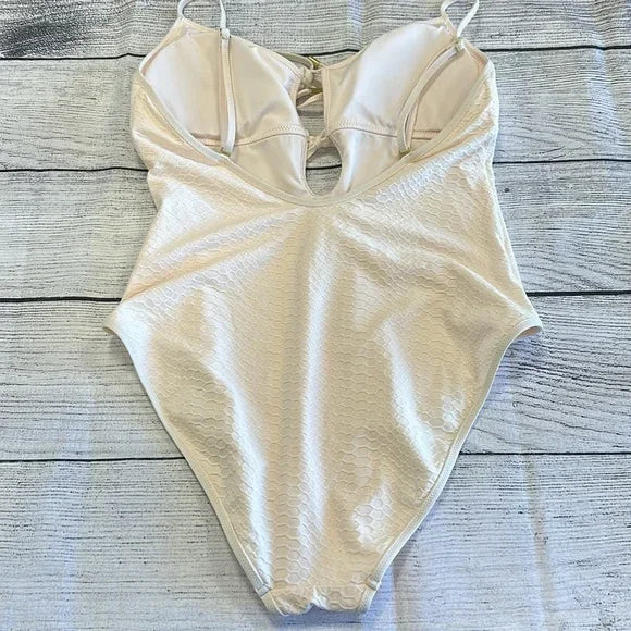X-Large Snake-Print One-Piece Swimsuit, WHITE SAND US Sanctuary Keyhole