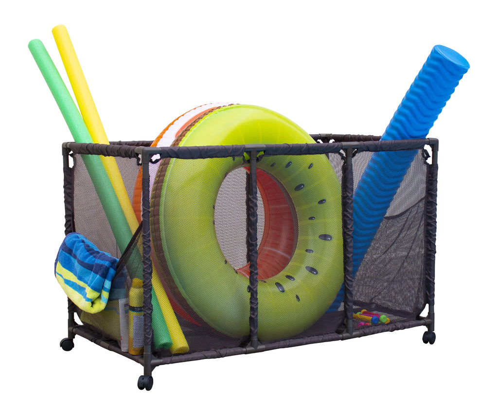 (43" L Rolling Mesh Holder, Balls, Storage x Large, Bin, 28" Essentially x Floats and Brown W 25" Style Organizer Equipment Yours Noodles Kids Toys, 563009 H), Height, Pool