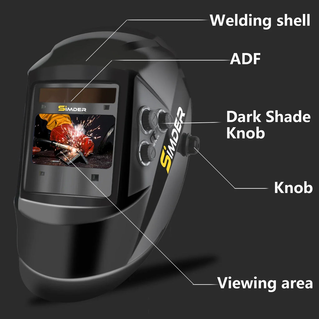 Solar Weld Screen Welding for MIG Grinding Darkening True Large Sensor 4 Viewing Auto Shade Mask TIG , Wide RLM-800 Power Arc SSimder Helmet Welder 4/5-9/9-13 Color Arc