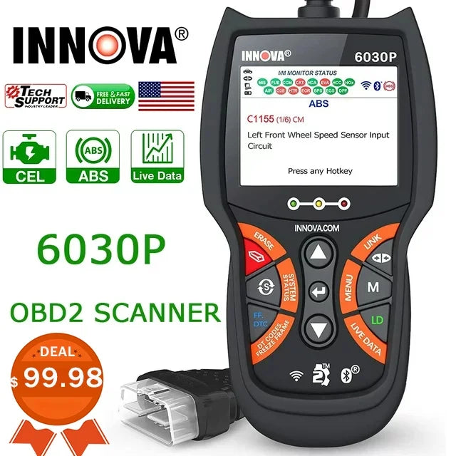Car Reader Analyzer OBD MIL OBDII Tool OBD2 Diagnostic off Full Scanner for Battery Automotive Automotive Scanner 12V EOBD ABS INNOVA Alternator Modes Check Scanner Scan 6030P Engine Test Code Turn