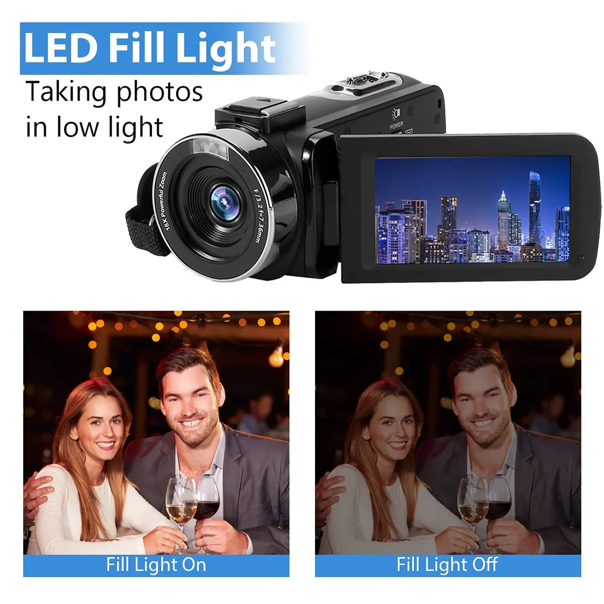 Digital Camera, Full Vlogging Remote IR 2 Vision Night 30FPS SEREE Camcorder Camera for HD Film Youtube 30.0 MP 2.7K Video Batteries, Camera