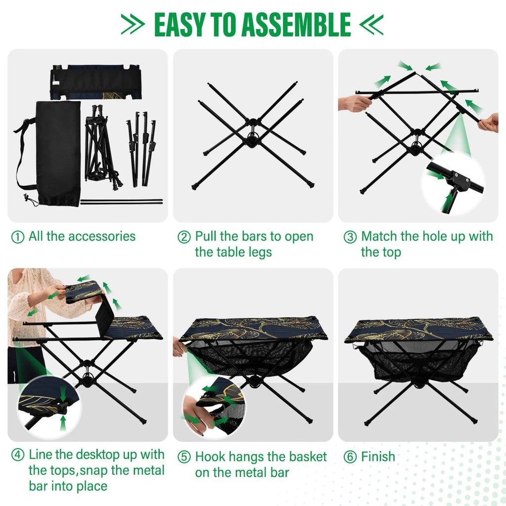 BBQ Fishing Portable Luxury for Golden with Outdoor Picnic Beach Table Rose Table Compact Bag Folding Camping Travel Table Flower Storage