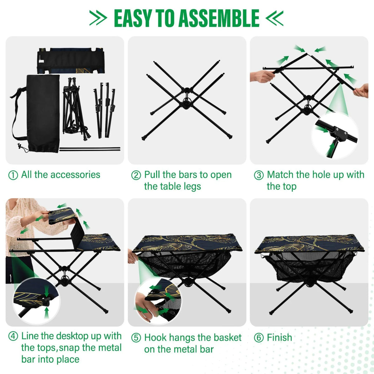 BBQ Fishing Portable Luxury for Golden with Outdoor Picnic Beach Table Rose Table Compact Bag Folding Camping Travel Table Flower Storage