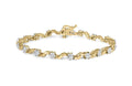 (I-J of Womens 10k 7.50" Floral Color, Box Clasp Clarity) Yellow Round Brilliance S-Link Cttw Diamond I2-I3 Bracelet Cut 1.00 Prong Gold Haus