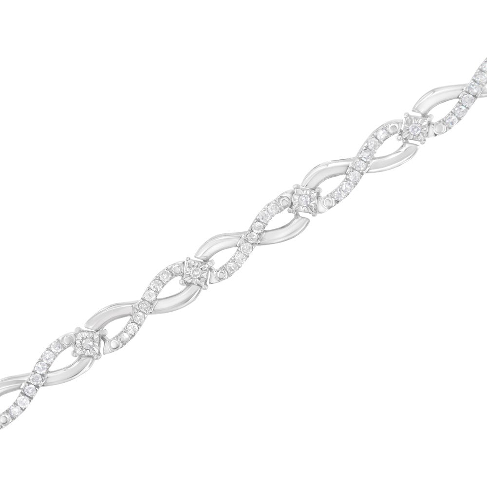 I2-I3 Cttw 7.25" Bracelet Prong Silver Set Sterling 1.0 Infinity Color, Link - (I-J .925 Diamond Clarity)