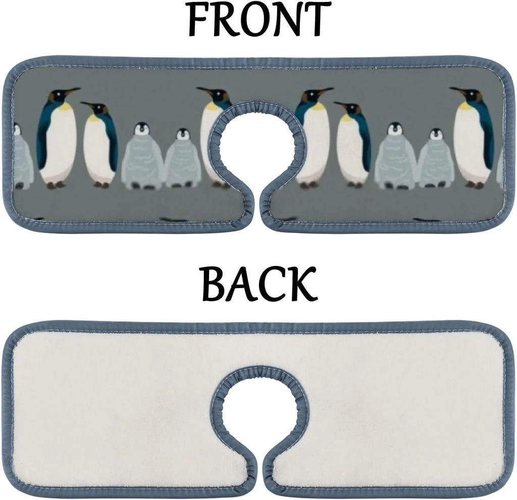 Catcher, Sink Splash Absorbent 3PCS Drip Bestwell Faucet Kitchen Sinkmat Bird Bath Sea Washable Penguin Mats Microfiber Mat, Drying Guard Countertop