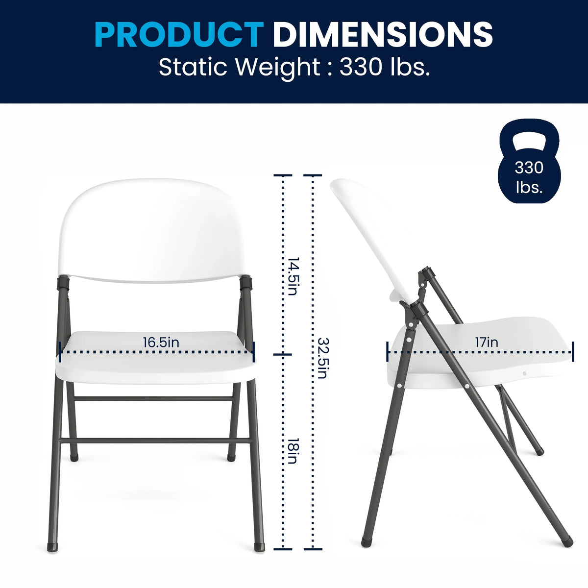 Furniture Series Flash HERCULES White Charcoal with Capacity Plastic Frame Chair lb. Granite 330 Folding
