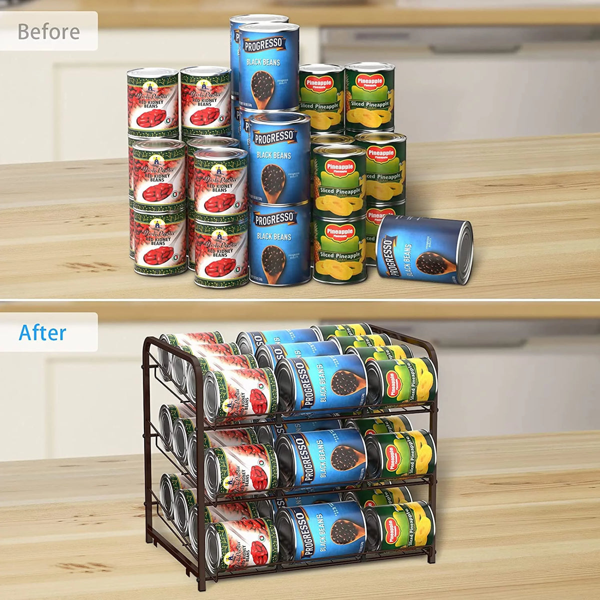 Stackable Countertops Living Pull Large Room Cans Two-piece 72 Rack Suitable For Kitchen Capacity, Organizer, Can and