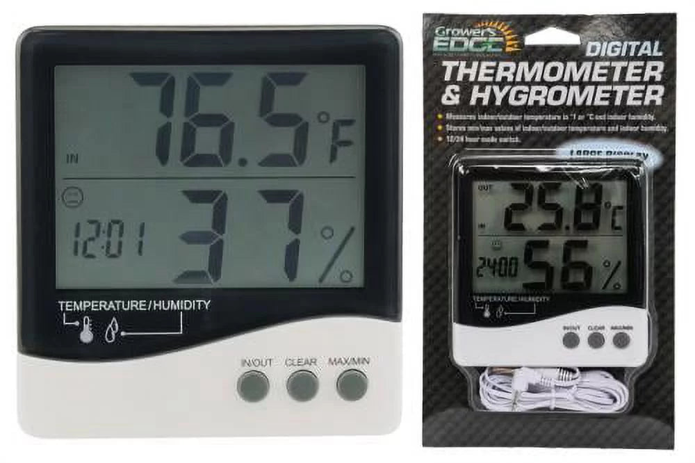 (20/Cs) Grower's Large Hygrometer / Display Thermometer Edge