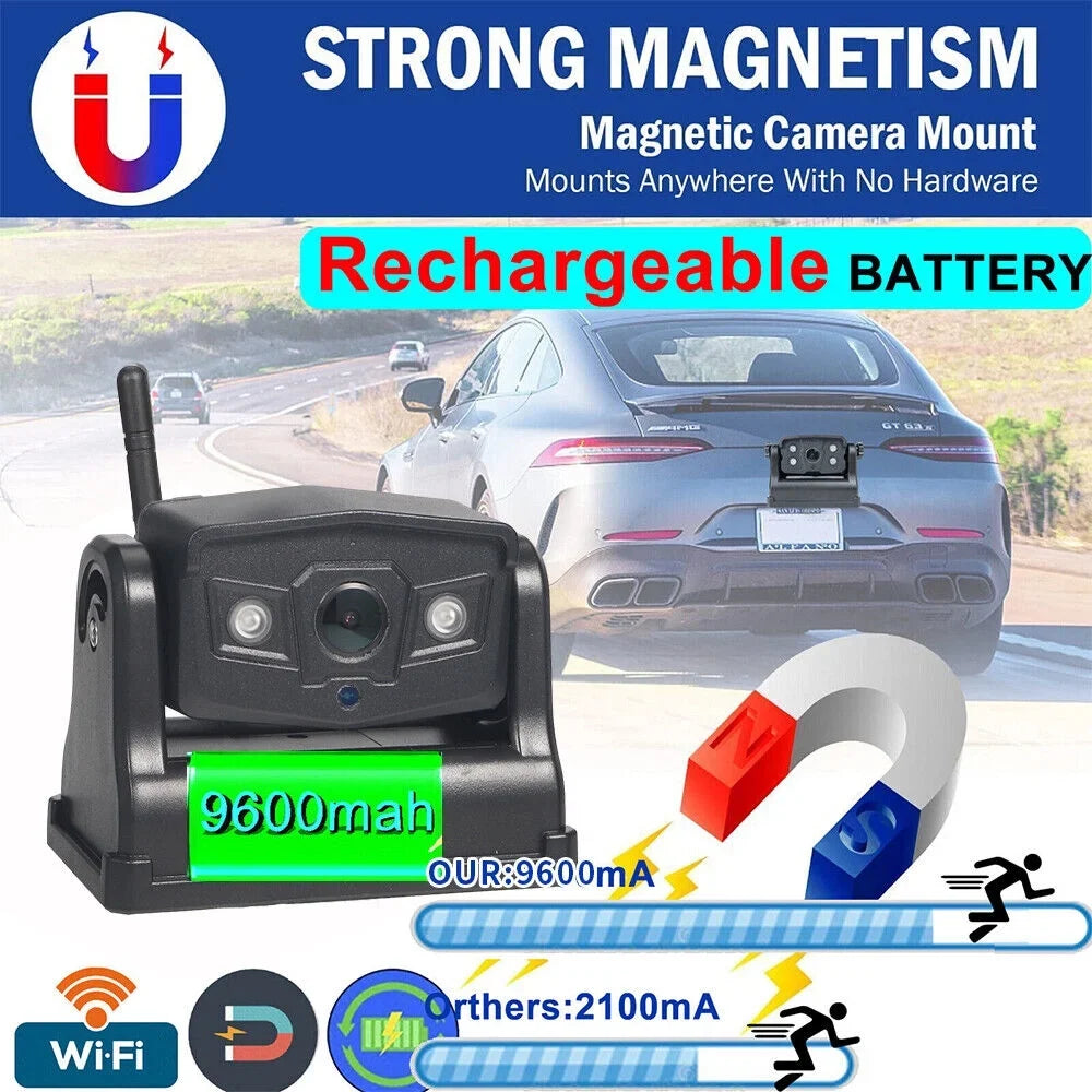 Camera, for 9600mAh Wireless Reliable Front/Rear Magnetic Backup WiFi Battery View, JahyShow