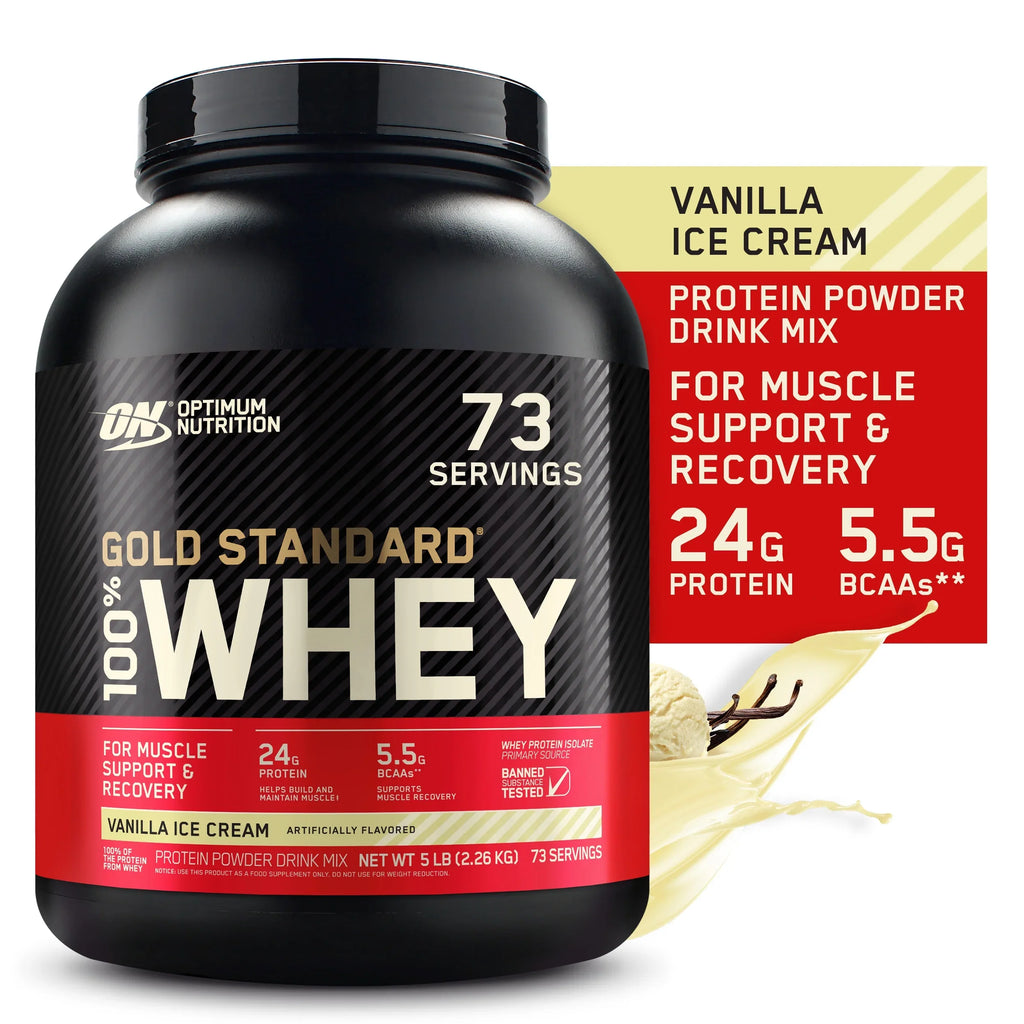 Gold Vanilla Standard Powder, Whey Protein Servings 100% lb, Cream, Nutrition, 73 Optimum Ice 5